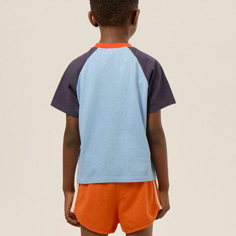 The Campamento（カンパメント） 2025SS  COLOR BLOCK  KIDS T-SHIRT -blue- ラグラン半袖Tシャツ