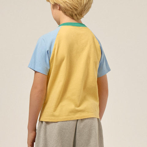 The Campamento（カンパメント） 2025SS  COLOR BLOCK KIDS T-SHIRT -yellow-ラグラン半袖Tシャツ