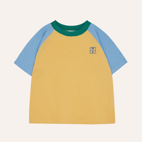 【2/2まで送料無料】The Campamento（カンパメント） 2025SS  COLOR BLOCK KIDS T-SHIRT -yellow-ラグラン半袖Tシャツ