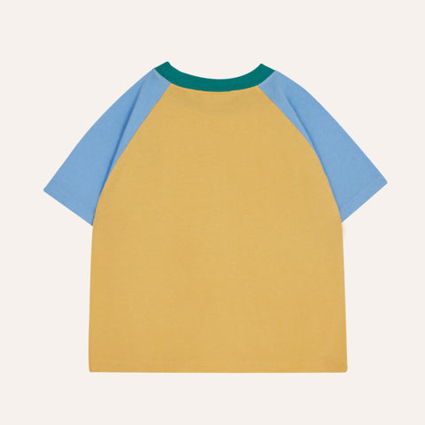 【2/2まで送料無料】The Campamento（カンパメント） 2025SS  COLOR BLOCK KIDS T-SHIRT -yellow-ラグラン半袖Tシャツ