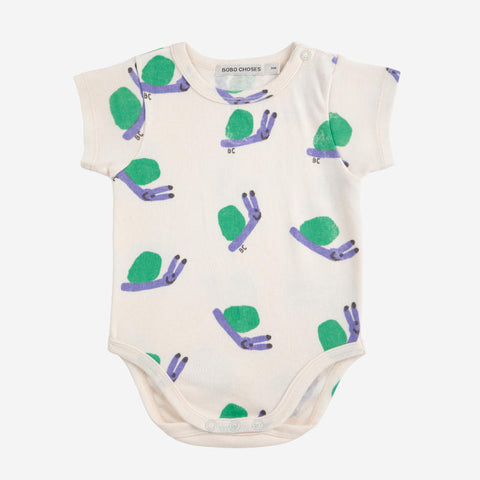 【D1】BOBO CHOSES（ボボショーズ）2025SS Funny Snail all over body 半袖ロンパース.