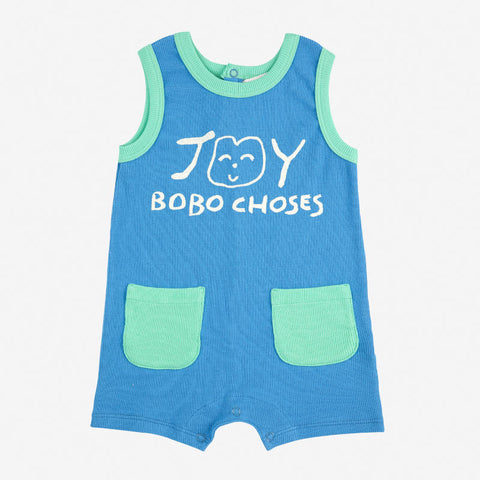 【D1】BOBO CHOSES（ボボショーズ）2025SS Smiling playsuit -blue-プレイスーツ、ショートオール