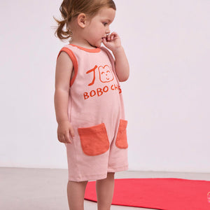 【D1】BOBO CHOSES（ボボショーズ）2025SS Smiling playsuit -pink-プレイスーツ、ショートオール