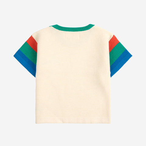 【D1】BOBO CHOSES（ボボショーズ）2025SS Color block knitted T-shirt　ニットTシャツ