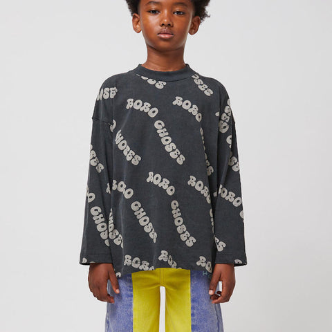 【D1】BOBO CHOSES（ボボショーズ）2025SS Wavy Bobo Choses all over long sleeve T-shirt キッズ長袖Tシャツ