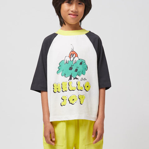 【D1】BOBO CHOSES 2025SS Hello Joy ranglan sleeves T-shirt キッズ半袖ラグランTシャツ