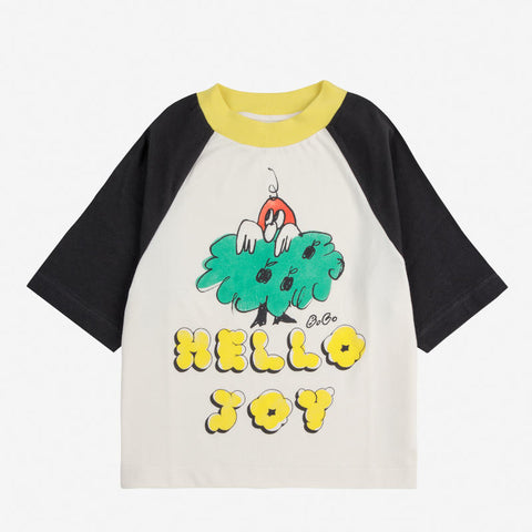 【D1】BOBO CHOSES 2025SS Hello Joy ranglan sleeves T-shirt キッズ半袖ラグランTシャツ