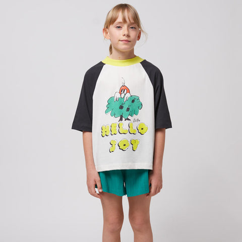 【D1】BOBO CHOSES 2025SS Hello Joy ranglan sleeves T-shirt キッズ半袖ラグランTシャツ