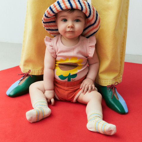 【D1】BOBO CHOSES（ボボショーズ） 2025SS Flower Stripes short socks ベビーソックス