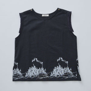 【3月入荷次第お届けのご予約】 elfinFolk（エルフィンフォルク）2025SS womens ElfHeim Sleeveless Tops black  ノースリーブトップス  レディース