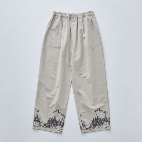 elfinFolk（エルフィンフォルク）2025SS   womens ElfHeim Wide Pants　natural  デザインプリントワイドパンツ　レディース