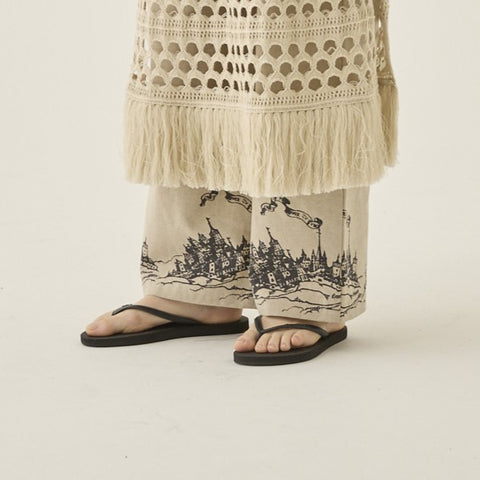 elfinFolk（エルフィンフォルク）2025SS   womens ElfHeim Wide Pants　natural  デザインプリントワイドパンツ　レディース