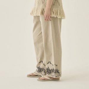 elfinFolk（エルフィンフォルク）2025SS   womens ElfHeim Wide Pants　natural  デザインプリントワイドパンツ　レディース