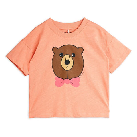 【Ch2】mini rodini（ミニロディーニ） 2025AW Bear sp ss tee Pink　キッズ ベアTシャツ　ピンク