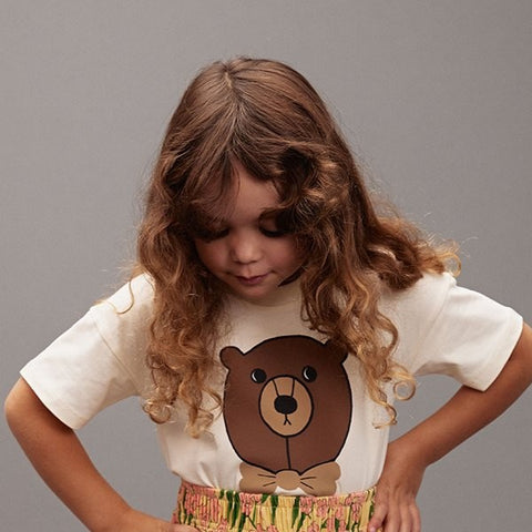 【Ch2】mini rodini（ミニロディーニ） 2025AW  Bear sp ss tee Off-white キッズ ベアTシャツ　オフホワイト