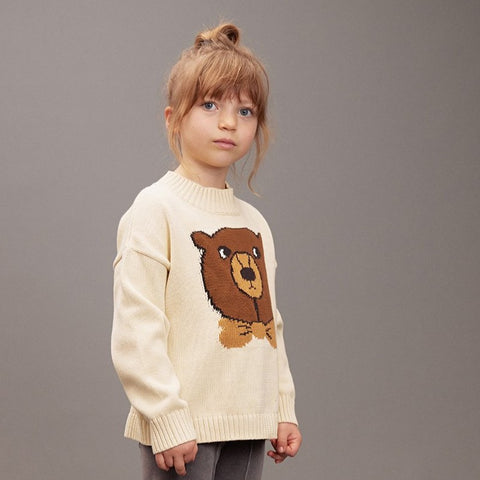 【Ch2】mini rodini（ミニロディーニ） 2025AW  Bear intarsia knit sweater　キッズ ベアニットプルオーバー　セーター