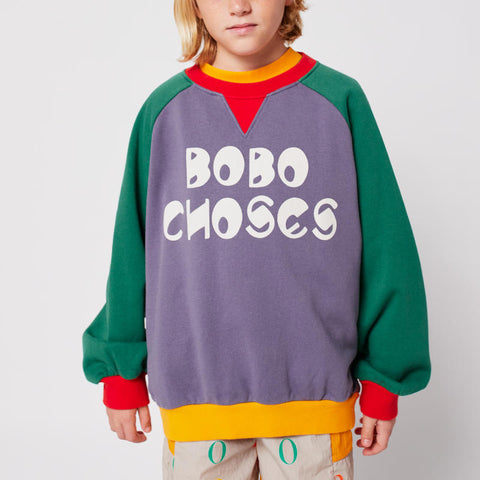 【D2】BOBOCHOSES（ボボショーズ）2025AW BOBOCHOSES color block ranglan sweatshirt キッズスウェットシャツ