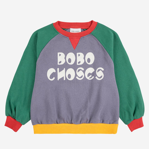 【D2】BOBOCHOSES（ボボショーズ）2025AW BOBOCHOSES color block ranglan sweatshirt キッズスウェットシャツ