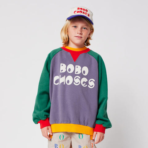 【D2】BOBOCHOSES（ボボショーズ）2025AW BOBOCHOSES color block ranglan sweatshirt キッズスウェットシャツ