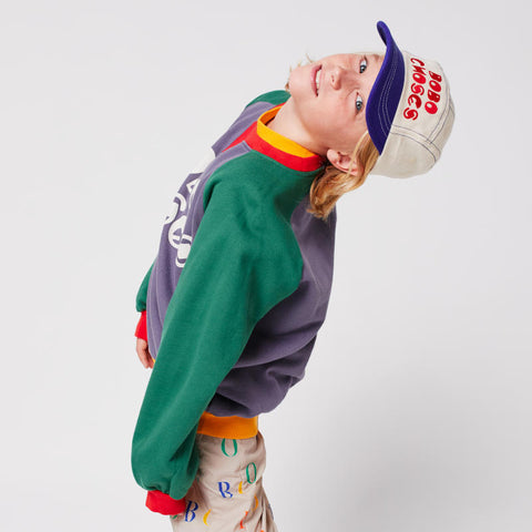 【D2】BOBOCHOSES（ボボショーズ）2025AW BOBOCHOSES color block ranglan sweatshirt キッズスウェットシャツ