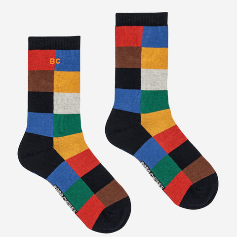 【D2】BOBOCHOSES（ボボショーズ）2025AW Multicolor Tiles long socks　キッズソックス、靴下