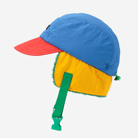 【D2】BOBOCHOSES（ボボショーズ）2025AW BOBOCHOSES color block winter cap　イヤーフラップ付き内ボアキャップ、キッズ帽子