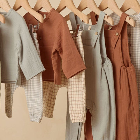 Quincy Mae 2024AW EDEN ROMPER PLUM GINGHAM Rompers