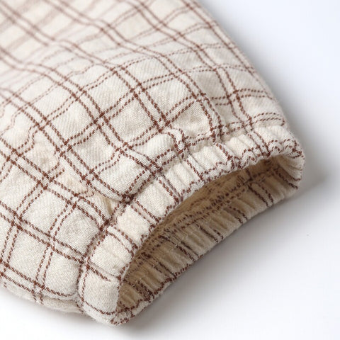 Quincy Mae 2024AW EDEN ROMPER PLUM GINGHAM Rompers