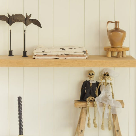 【D1】Quincy Mae（クインシーメイ）2025AW WAFFLE SLOUCH SET  -BATS- コウモリ柄トップス＋パンツセット