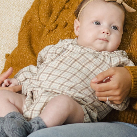 【D2】Quincy Mae（クインシーメイ）2025AW　  MIA	TOP	+BLOOMER SET -BLUE PLAID-  トップス+ブルマセット