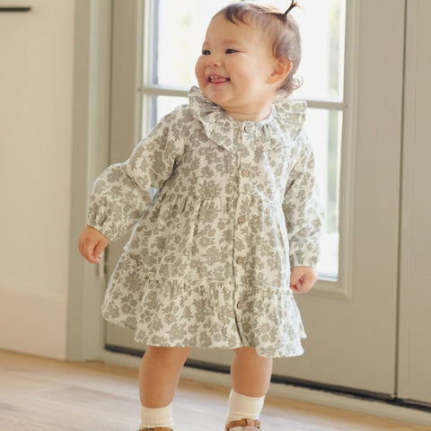 Quincy Mae 2024AW RUFFLE COLLAR BUTTON DRESS