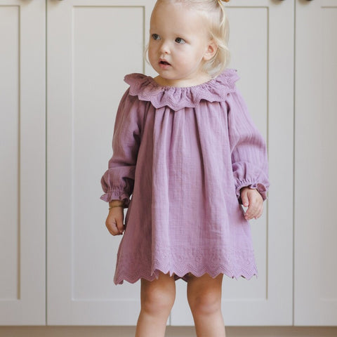 【D2】Quincy Mae（クインシーメイ）2025AW　LONG SLEEVE ISLA DRESS -MULBERRY-  ワンピース