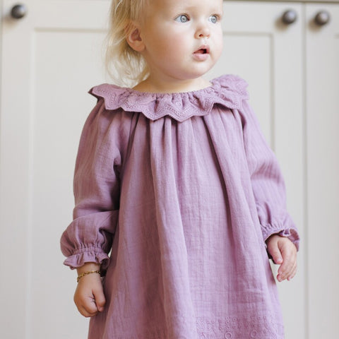 【D2】Quincy Mae（クインシーメイ）2025AW　LONG SLEEVE ISLA DRESS -MULBERRY-  ワンピース
