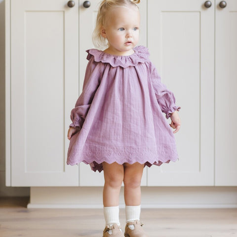 【D2】Quincy Mae（クインシーメイ）2025AW　LONG SLEEVE ISLA DRESS -MULBERRY-  ワンピース