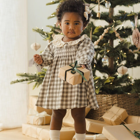 【D3】Quincy Mae（クインシーメイ）2025AW  CALLIE	DRESS  -FOREST CHECK-  ワンピース