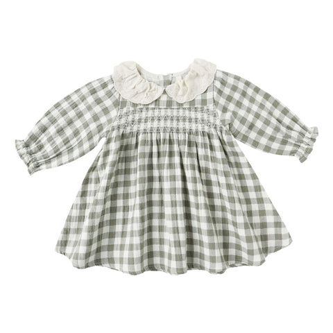 【D3】Quincy Mae（クインシーメイ）2025AW  CALLIE	DRESS  -FOREST CHECK-  ワンピース