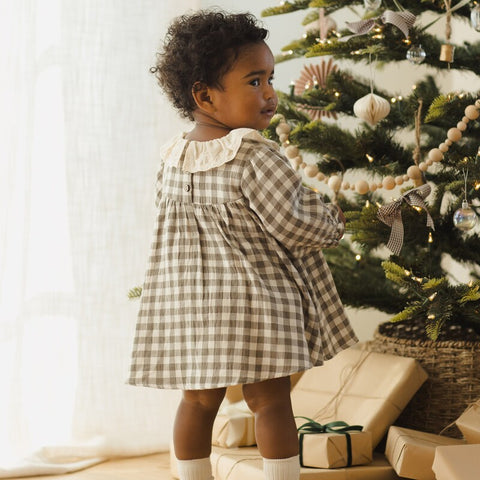 【D3】Quincy Mae（クインシーメイ）2025AW  CALLIE	DRESS  -FOREST CHECK-  ワンピース