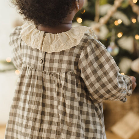 【D3】Quincy Mae（クインシーメイ）2025AW  CALLIE	DRESS  -FOREST CHECK-  ワンピース