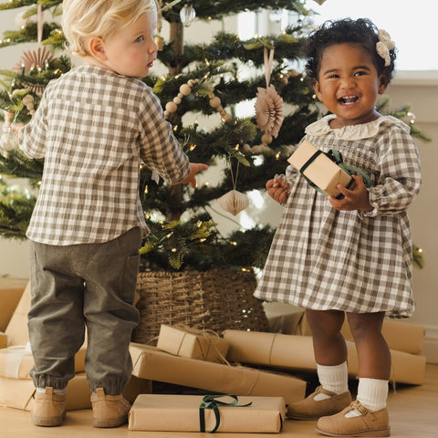 【D3】Quincy Mae（クインシーメイ）2025AW  CALLIE	DRESS  -FOREST CHECK-  ワンピース