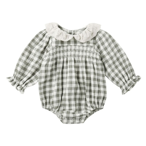 【D3】Quincy Mae（クインシーメイ）2025AW　 CALLIE ROMPER  -FOREST CHECK-  ロンパース