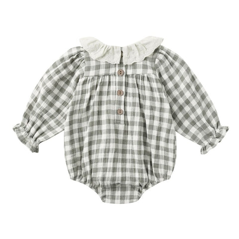 【D3】Quincy Mae（クインシーメイ）2025AW　 CALLIE ROMPER  -FOREST CHECK-  ロンパース
