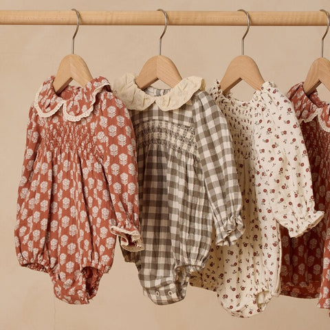 【D3】Quincy Mae（クインシーメイ）2025AW　 CALLIE ROMPER  -FOREST CHECK-  ロンパース