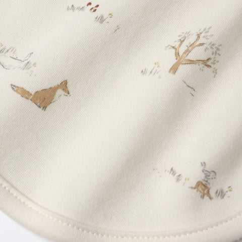 【D1】Quincy Mae（クインシーメイ）2025AW JERSEY SNAP BIB, 2 PACK -FOX LAND, FERN STRIPE- ジャージー スナップビブ、スタイ2枚セット