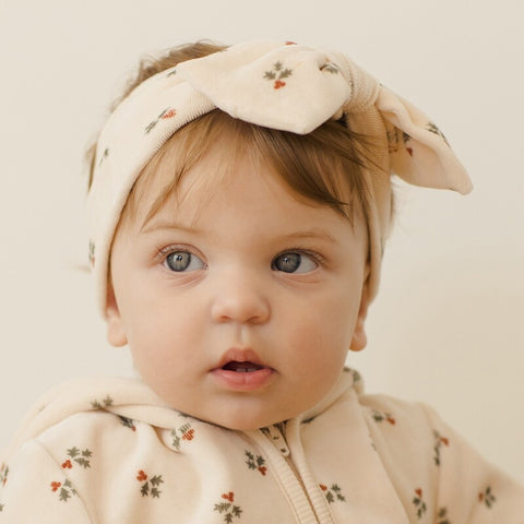 Quincy Mae 2024AW RIBBED KNOTTED HEADBAND GOLDEN STRIPE Baby Turban (Hairband)