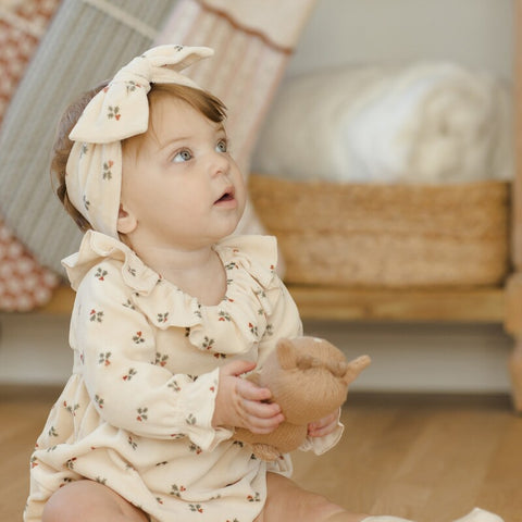 Quincy Mae 2024AW RIBBED KNOTTED HEADBAND GOLDEN STRIPE Baby Turban (Hairband)