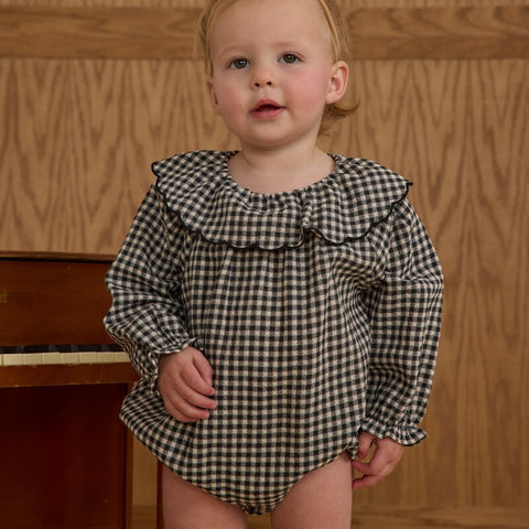【D2】Rylee & Cru （ライリーアンドクルー）2025AW  COLETTE ROMPER　-BLACK GINGHAM- ロンパース