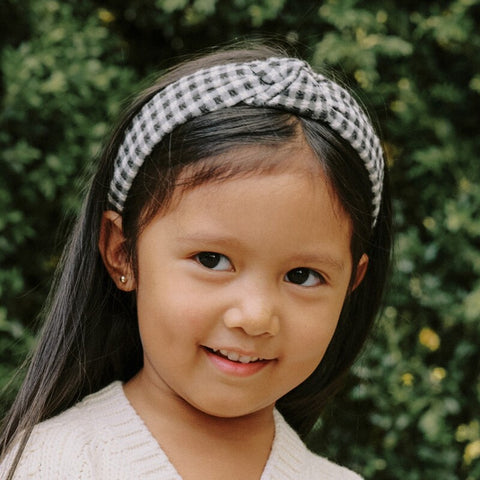 【D2】Rylee & Cru （ライリーアンドクルー）2025AW KNOTTED HEADBAND  - BLACK GINGHAM- ヘッドバンド、ヘアアクセ
