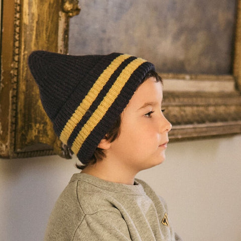 【D2】TINYCOTTONS / タイニーコットンズ2025AW   Stripes Beanie　navy　 キッズストライプビーニー