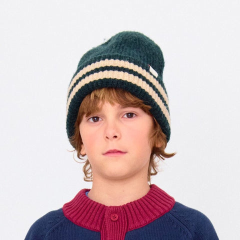 【D2】TINYCOTTONS （タイニーコットンズ）2025AW   Stripes Beanie　dark green　 キッズストライプビーニー