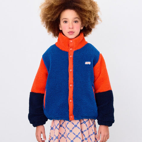 【D2】TINYCOTTONS / タイニーコットンズ2025AW    Color Block Polar Sherpa Jacket   summer red　キッズ シェルパジャケット